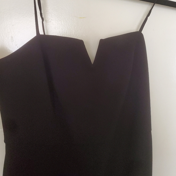 H Halston Women's V-Notch Front Slit Spaghetti Strap Black Long Dress. - Picture 5 of 12